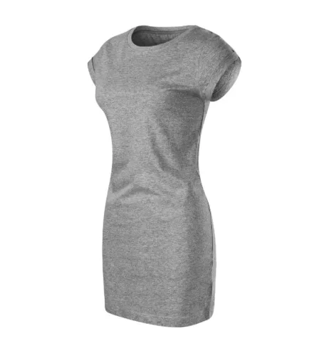 Malfini Freedom - Laza, enyhén karcsúsított forma, térd feletti hosszúságú női ruha - Sötétszürke melírozott - 2XL