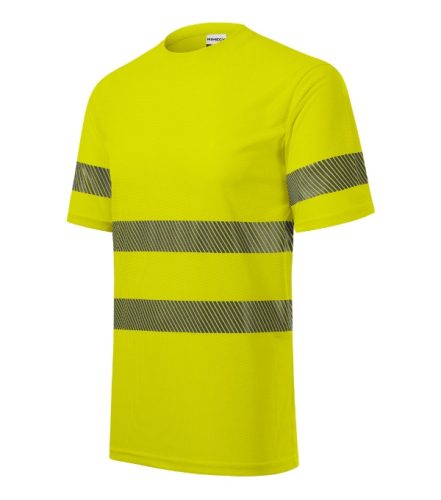 Rimeck HV Dry - Jólláthatósági ruházat, szegmentált fényvisszaverő csíkos unisex póló - Fluoreszkáló sárga - S