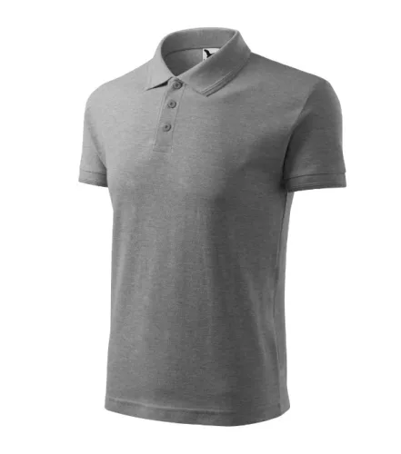 Malfini Pique Polo - Pique férfi galléros póló - Sötétszürke melírozott - 2XL