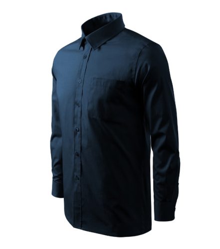 Malfini Style LS - Egyenes szabású, hosszú ujjú férfi ing - Tengerészkék - 2XL