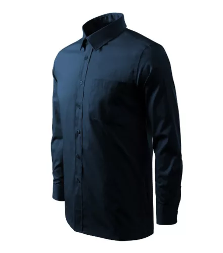 Malfini Style LS - Egyenes szabású, hosszú ujjú férfi ing - Tengerészkék - 2XL