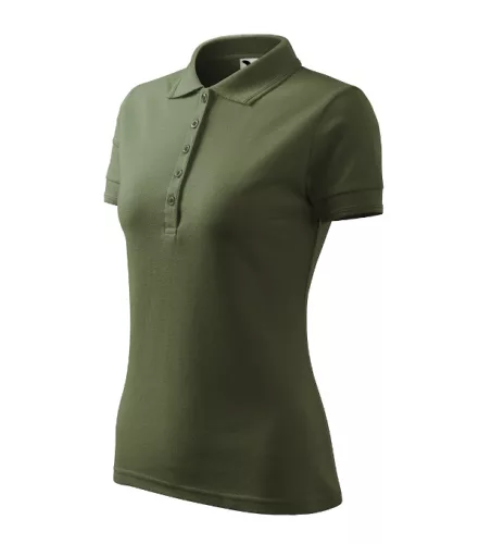 Malfini Pique Polo - Szűkített szabású női galléros póló - Khaki - M