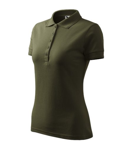 Malfini Pique Polo - Szűkített szabású női galléros póló - Military - XS