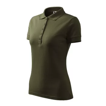  Malfini Pique Polo - Szűkített szabású női galléros póló - Military - L