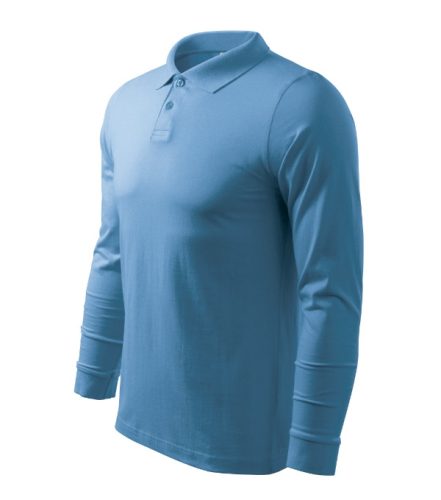 Malfini Single J. LS - Hosszú ujjú férfi galléros póló - Azúrkék - 2XL