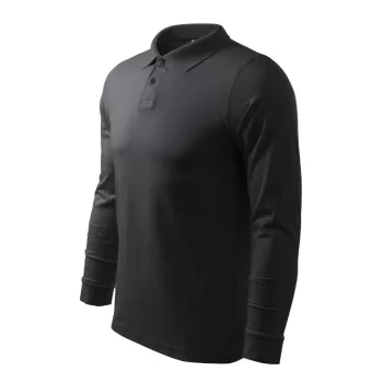   Malfini Single J. LS - Hosszú ujjú férfi galléros póló - Ébenszürke - 2XL