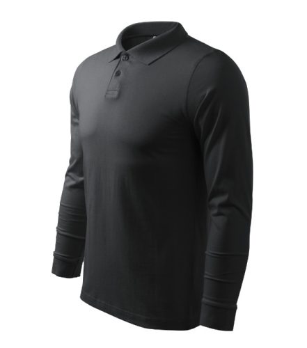 Malfini Single J. LS - Hosszú ujjú férfi galléros póló - Ébenszürke - 2XL