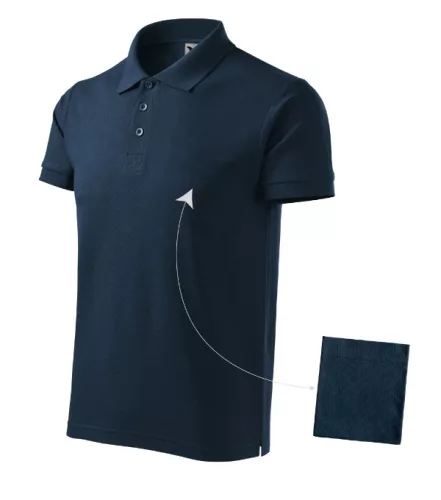 Malfini Cotton - Rövid ujjú férfi galléros póló - Tengerészkék - XL