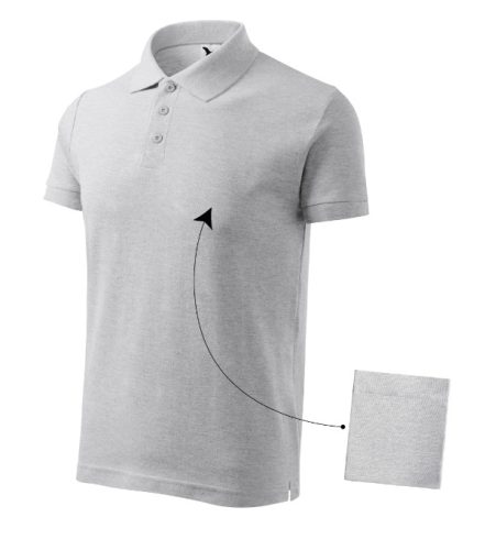 Malfini Cotton - Rövid ujjú férfi galléros póló - Világosszürke melírozott - 2XL