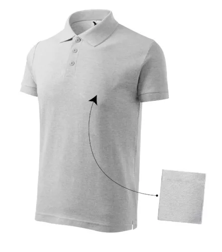 Malfini Cotton - Rövid ujjú férfi galléros póló - Világosszürke melírozott - 3XL
