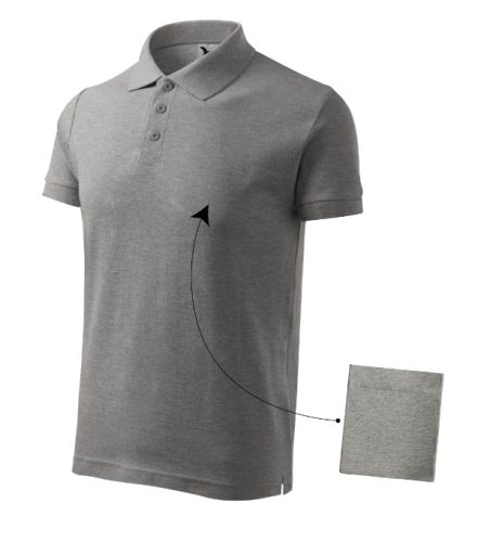 Malfini Cotton - Rövid ujjú férfi galléros póló - Sötétszürke melírozott - 3XL
