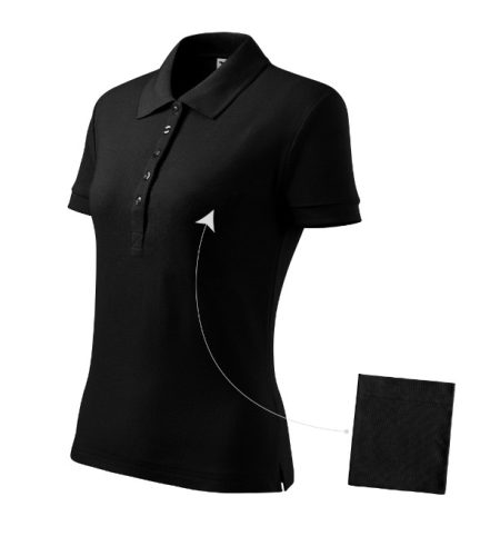 Malfini Cotton - Rövid ujjú, szűkített szabású női galléros póló - Fekete - 2XL