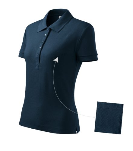 Malfini Cotton - Rövid ujjú, szűkített szabású női galléros póló - Tengerészkék - 2XL