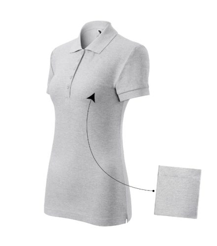 Malfini Cotton - Rövid ujjú, szűkített szabású női galléros póló - Világosszürke melírozott - 2XL