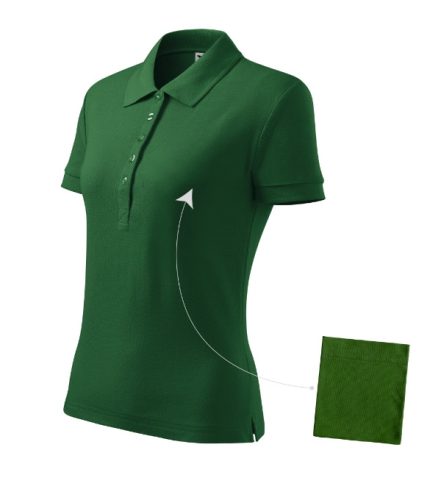 Malfini Cotton - Rövid ujjú, szűkített szabású női galléros póló - Üvegzöld - XS