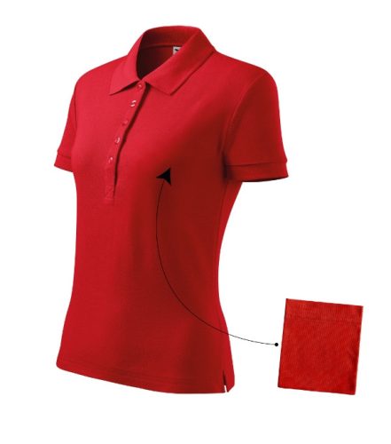 Malfini Cotton - Rövid ujjú, szűkített szabású női galléros póló - Piros - XS