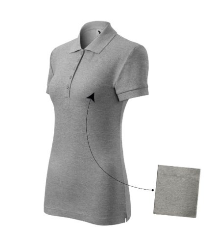 Malfini Cotton - Rövid ujjú, szűkített szabású női galléros póló - Sötétszürke melírozott - 2XL