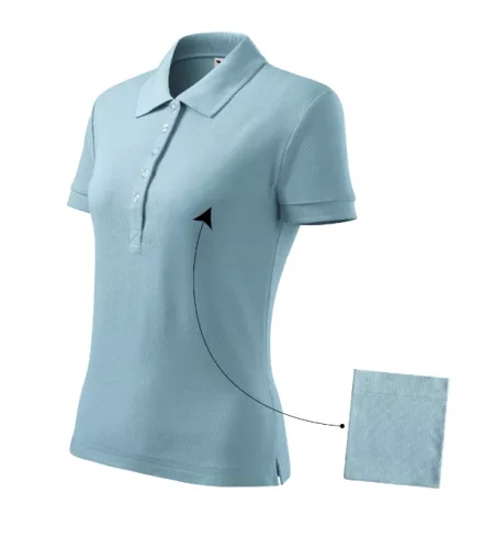 Malfini Cotton - Rövid ujjú, szűkített szabású női galléros póló - Égszínkék - XS