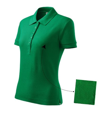 Malfini Cotton - Rövid ujjú, szűkített szabású női galléros póló - Fűzöld - XS