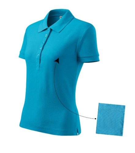 Malfini Cotton - Rövid ujjú, szűkített szabású női galléros póló - Türkiz - XS