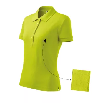   Malfini Cotton - Rövid ujjú, szűkített szabású női galléros póló - Lime - XS