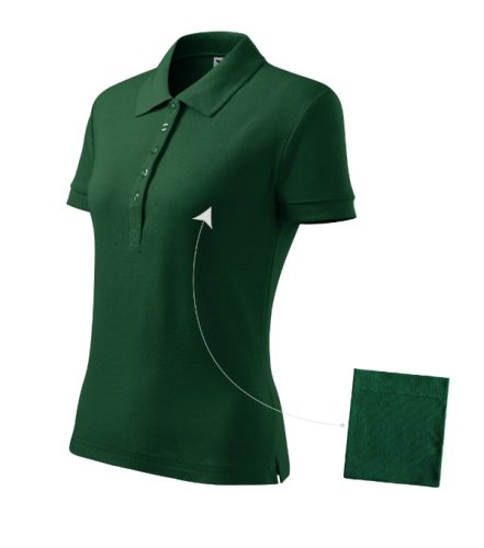 Malfini Cotton - Rövid ujjú, szűkített szabású női galléros póló - Sötétzöld - 2XL