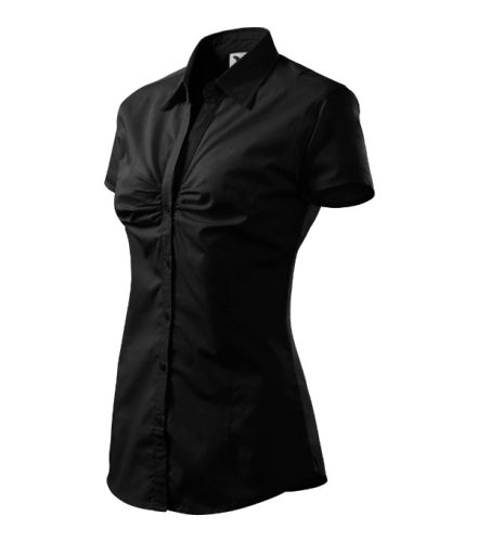 Malfini Chic - Rövid ujjú, mellrésznél szegéllyel díszített női ing - Fekete - 2XL