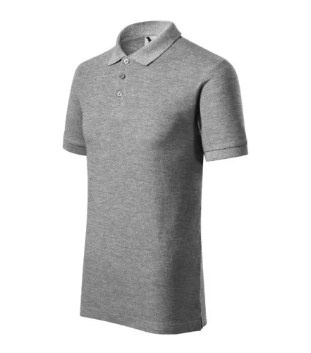 Malfini Cotton Heavy - Rövid ujjú férfi galléros póló - Sötétszürke melírozott - S