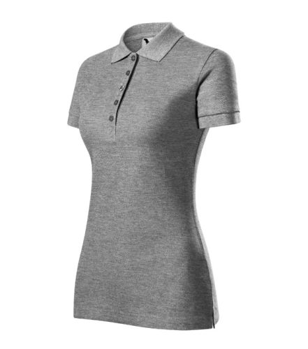 Malfini Cotton Heavy - Rövid ujjú női galléros póló - Sötétszürke melírozott - XS