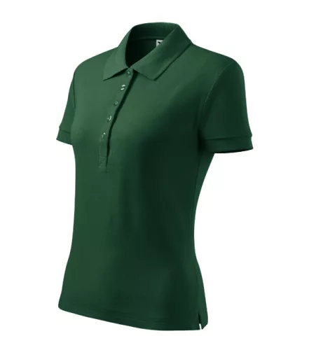 Malfini Cotton Heavy - Rövid ujjú női galléros póló - Sötétzöld - XL