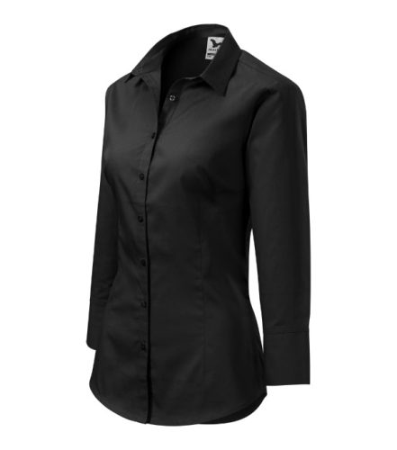 Malfini Style - Enyhén szűkített szabású, 3/4-es ujjú női ing - Fekete - 2XL