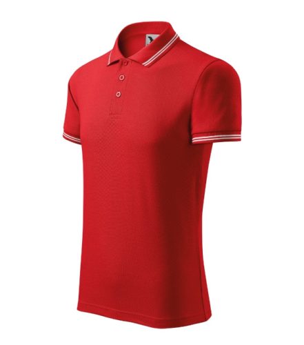 Malfini Urban - Ujjszegélyen és galléron kontrasztos csíkozású férfi galléros póló - Piros - 2XL