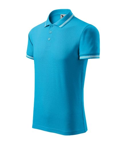 Malfini Urban - Ujjszegélyen és galléron kontrasztos csíkozású férfi galléros póló - Türkiz - 2XL