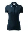 Malfini Urban - Ujjszegélyen és galléron kontrasztos csíkozású női galléros póló - Tengerészkék - S