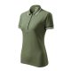 Malfini Urban - Ujjszegélyen és galléron kontrasztos csíkozású női galléros póló - Khaki - 2XL