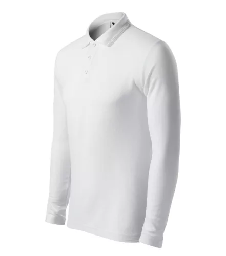Malfini Pique Polo LS - Hosszú ujjú férfi galléros póló - Fehér - M
