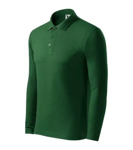 Malfini Pique Polo LS - Hosszú ujjú férfi galléros póló - Üvegzöld - XL