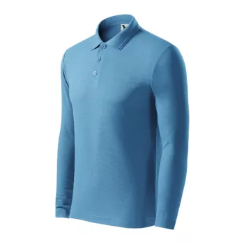   Malfini Pique Polo LS - Hosszú ujjú férfi galléros póló - Azúrkék - S