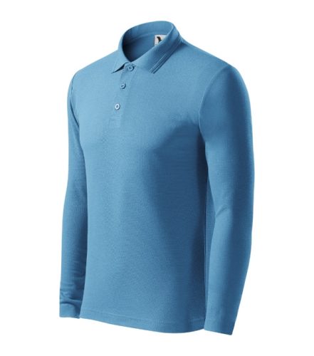 Malfini Pique Polo LS - Hosszú ujjú férfi galléros póló - Azúrkék - S