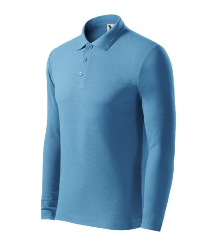 Malfini Pique Polo LS - Hosszú ujjú férfi galléros póló - Azúrkék - XL