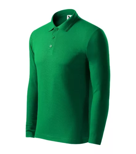 Malfini Pique Polo LS - Hosszú ujjú férfi galléros póló - Fűzöld - 2XL