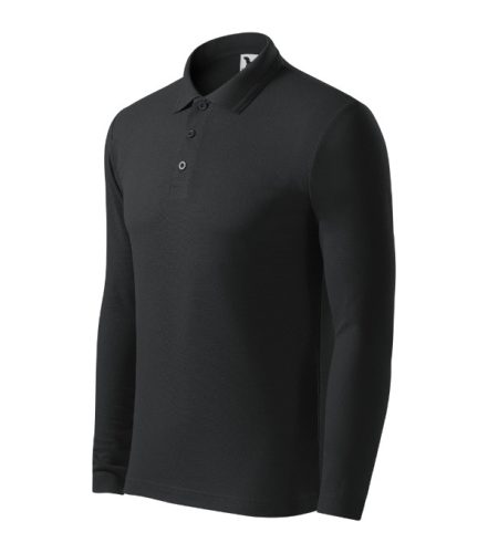 Malfini Pique Polo LS - Hosszú ujjú férfi galléros póló - Ébenszürke - 2XL