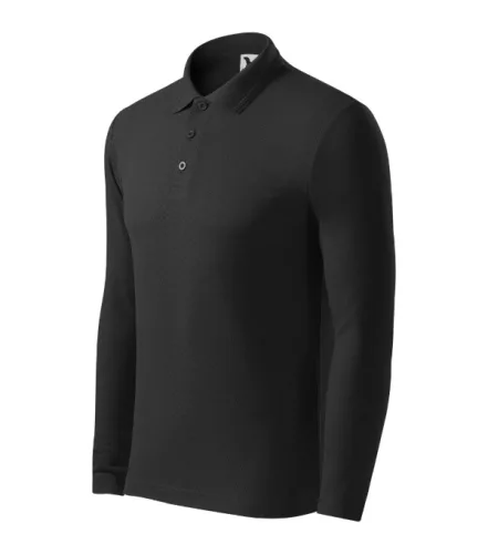Malfini Pique Polo LS - Hosszú ujjú férfi galléros póló - Ébenszürke - 3XL