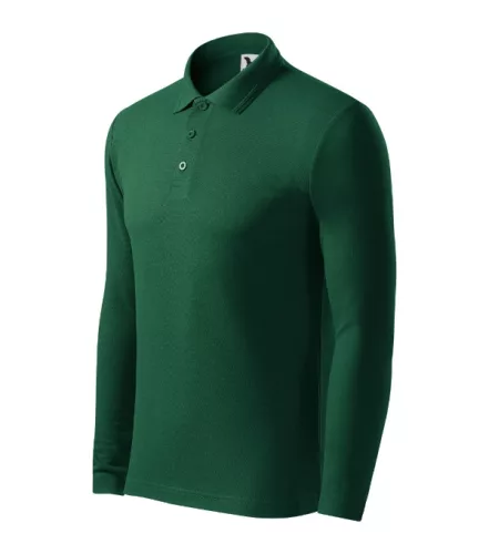 Malfini Pique Polo LS - Hosszú ujjú férfi galléros póló - Sötétzöld - S