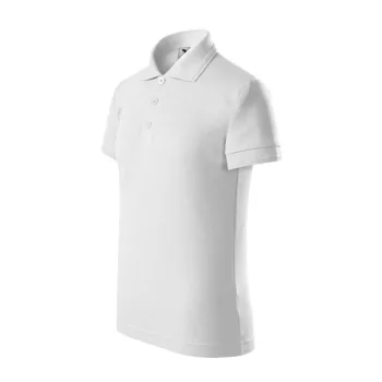   Malfini Pique Polo - Galléron és ujjvégeken dupla bordacsíkkal díszített, rövid ujjú gyerek galléros póló - Fehér - 110 cm/4 éves
