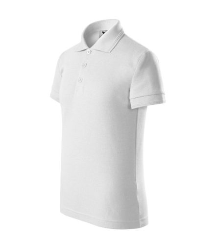 Malfini Pique Polo - Galléron és ujjvégeken dupla bordacsíkkal díszített, rövid ujjú gyerek galléros póló - Fehér - 146 cm/10 éves
