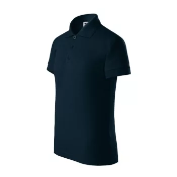   Malfini Pique Polo - Galléron és ujjvégeken dupla bordacsíkkal díszített, rövid ujjú gyerek galléros póló - Tengerészkék - 146 cm/10 éves