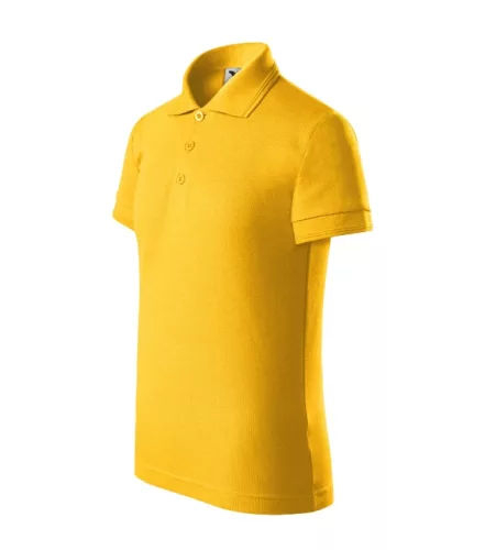 Malfini Pique Polo - Galléron és ujjvégeken dupla bordacsíkkal díszített, rövid ujjú gyerek galléros póló - Sárga - 122 cm/6 éves