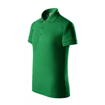   Malfini Pique Polo - Galléron és ujjvégeken dupla bordacsíkkal díszített, rövid ujjú gyerek galléros póló - Fűzöld - 122 cm/6 éves