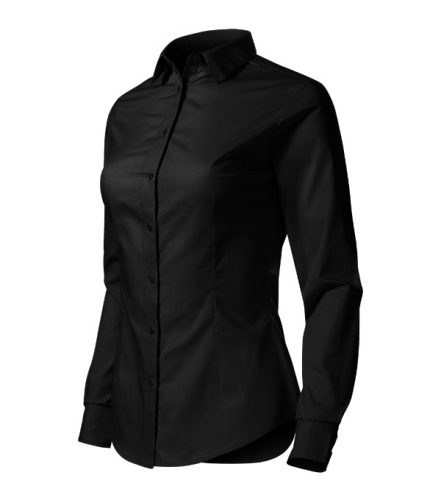 Malfini Style LS - Enyhén szűkített szabású, hosszú ujjú női ing - Fekete - XL